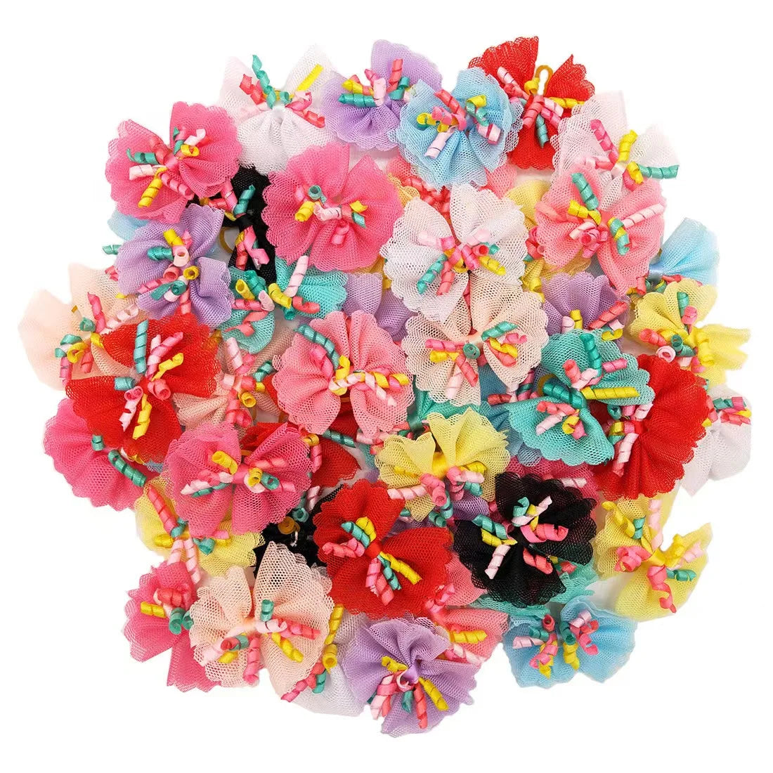 5/10/20pcs Lace Dog Hairbows Dog Bows With Volumes Ribbon Grooming Pet Hair Bowknot With Rubber Bands For Small Dog Pet Products