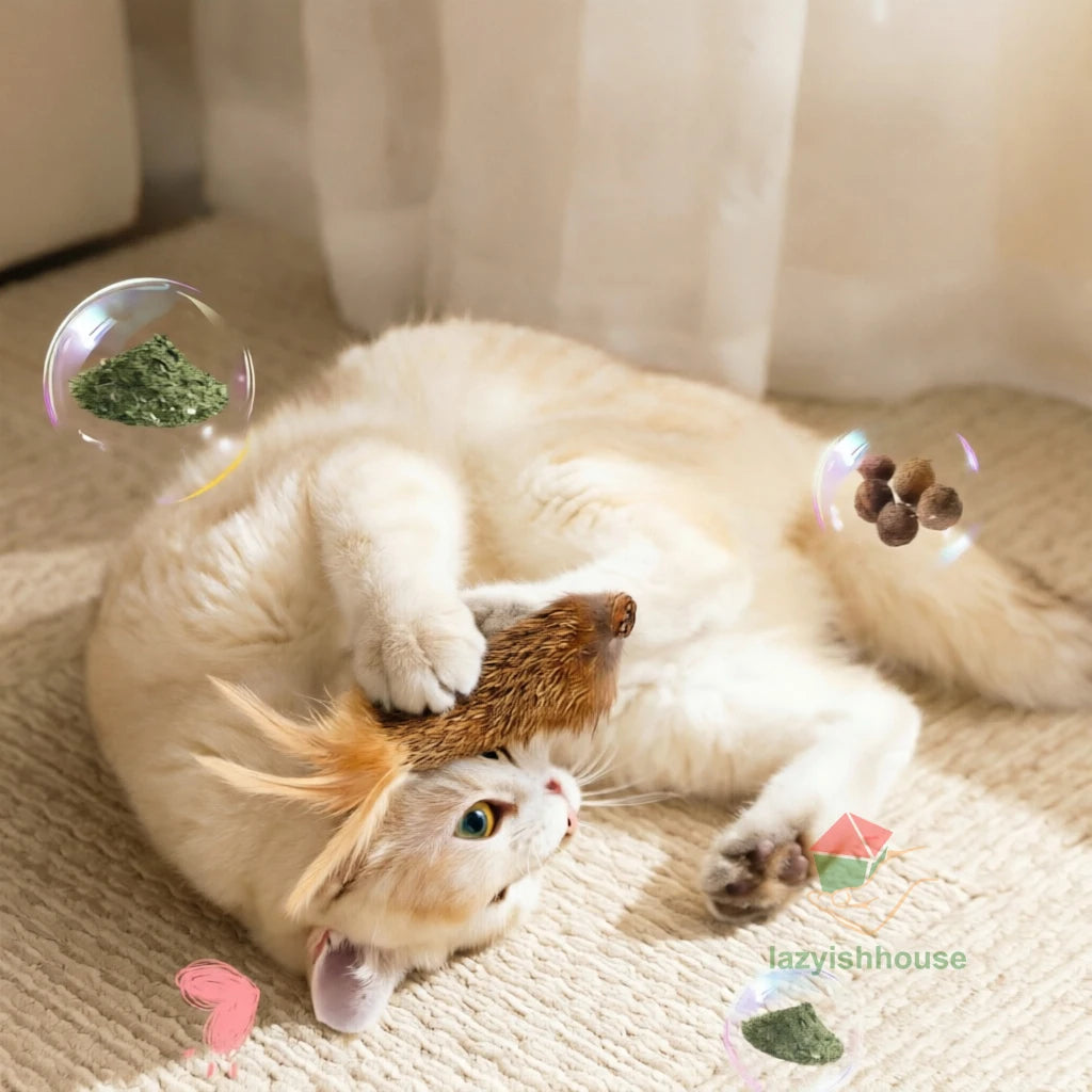 Natural Rabbit Fur Ball Cat Toy Cat Mint Fengrong Toy Cat Teasing Stick Cat Toy Self Fun and Stress Relieving Tool Pet Products