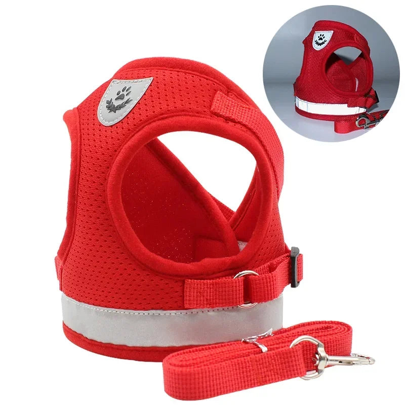 Reflective Cat Harness Breathable Cat Dog Harness and Leash Set Adjustable Puppy Dogs Vest Dog Accessories for Small Dogs