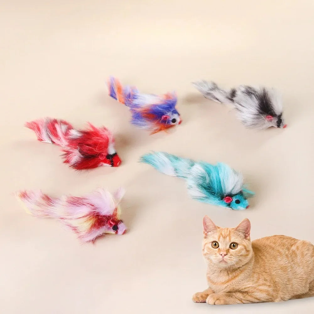 1-100 Pcs Plush Colorful Mouse Cat Toys Interactive Fake Mice Suitable Cat Teasing Toys for Small Cats Pet Products