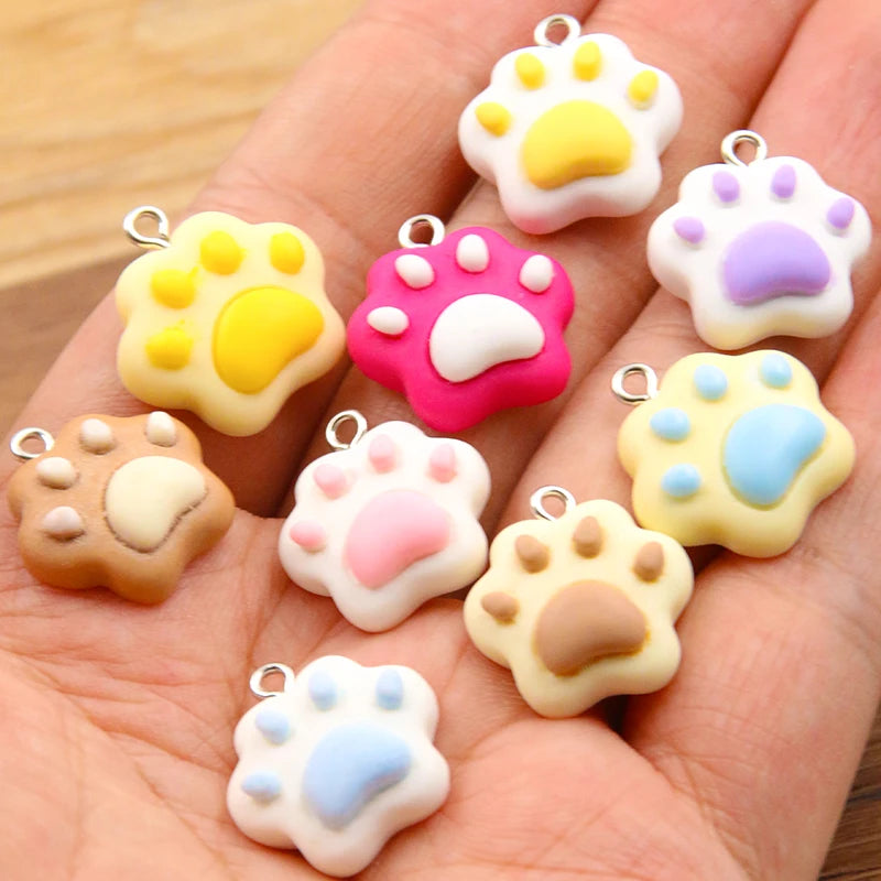 10PCS 20X22mm 7 Color Cat Claw Resin Charms DIY Cartoon Animal Earring Pet Choker Pendants Jewelry Accessory Make