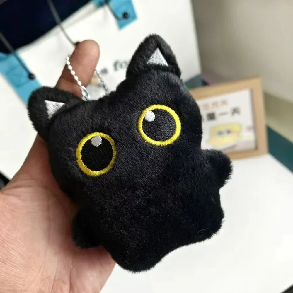Cute Black Cat Plush Toy Keychain Cartoon Kitten Soft Stuffed Doll Pendant Car Key Backpack Bag Decoration Doll Pendant Keychain