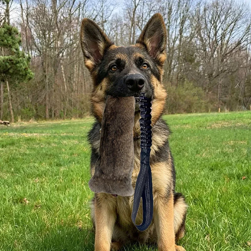 JUSTINLAU Rabbit Fur Squeaky Dog Training Toy Bite Tug Stick for Outdoor Interactive Play Sound Plush Toy for Medium& Large Dogs