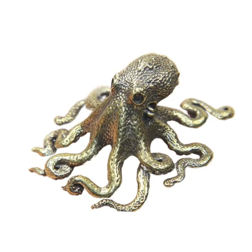 Creative Octopus Model Ornament Brass Octopus Sculpture Tea Pets Desk Ornament Accessories