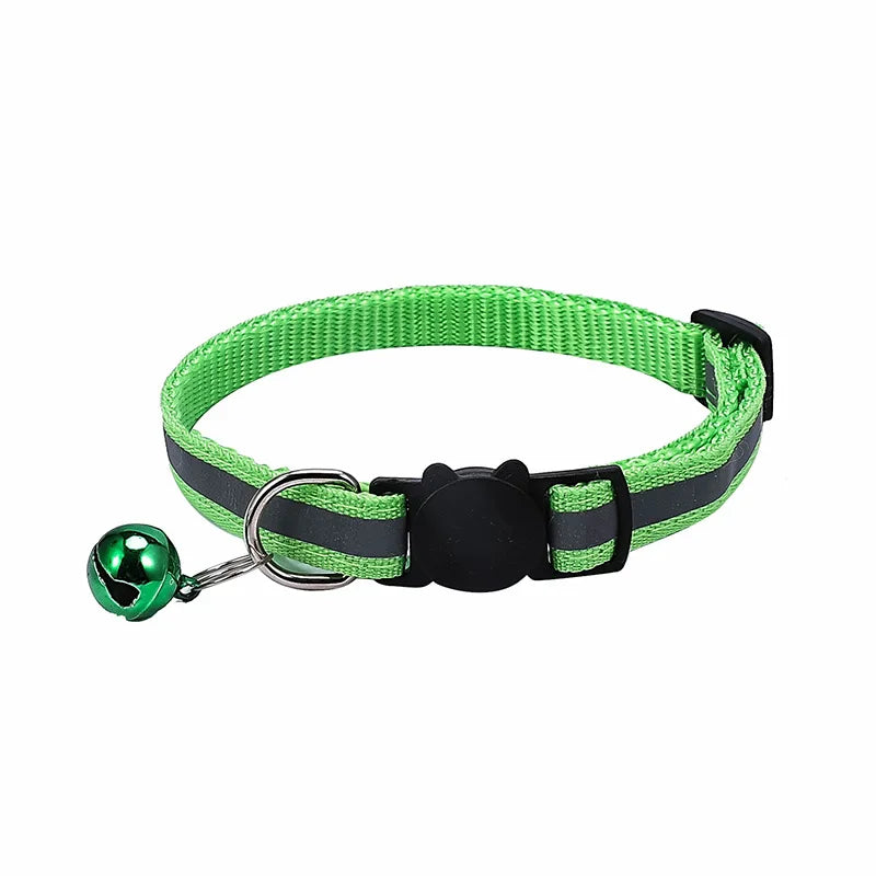 Adjustable Reflective Breakaway Cat Collar with Bell Safety Elastic Neck Ring Necklace Pet Products in Multiple Colors