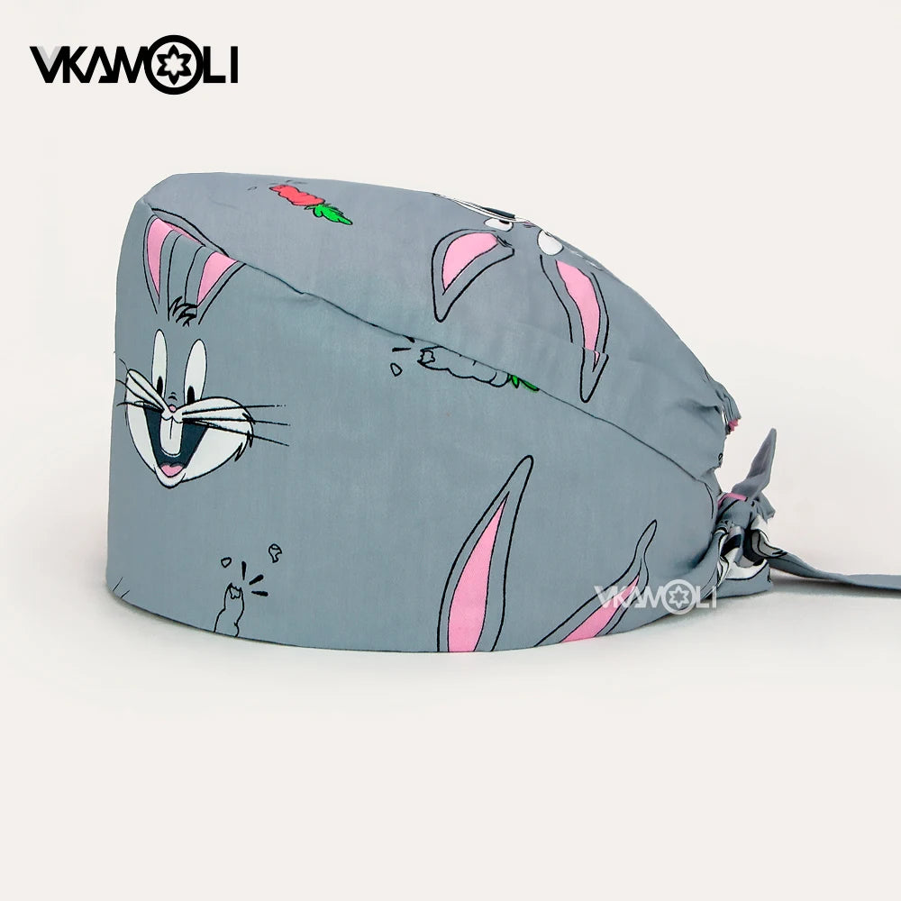 Wholesale Printed Scrub Cap Pet Grooming Work Skull Cap 24 Hours Delivery Women Scrubs Hat Accessories