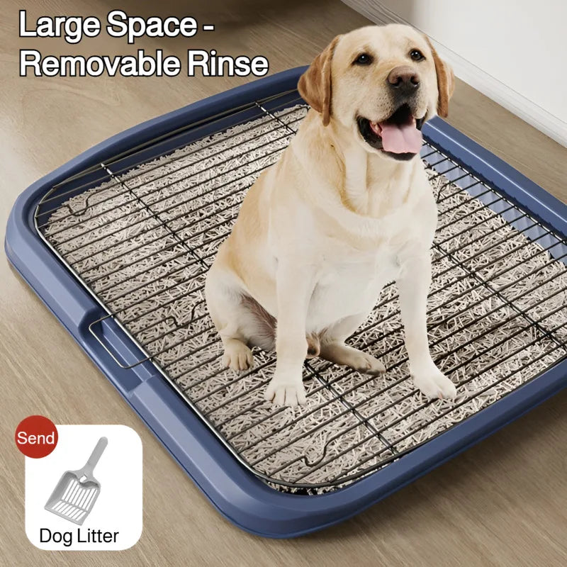 Large Pet Dog Toilet Medium and Large Dogs Toilet Training Equipment Stainless Steel Full Cleaning Anti-stepping Poop Collector