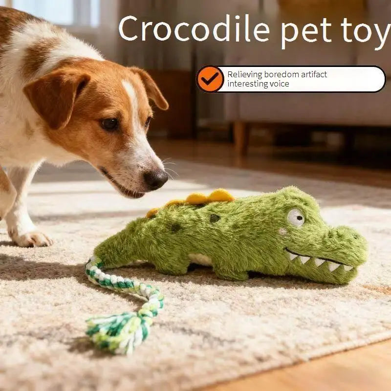 Pet Crocodile Chew Knotted Indestructible Plush Raw Dog Play Toy Cute Animal Rope Safe Puppy Tooth Chew Dog Tough Toys