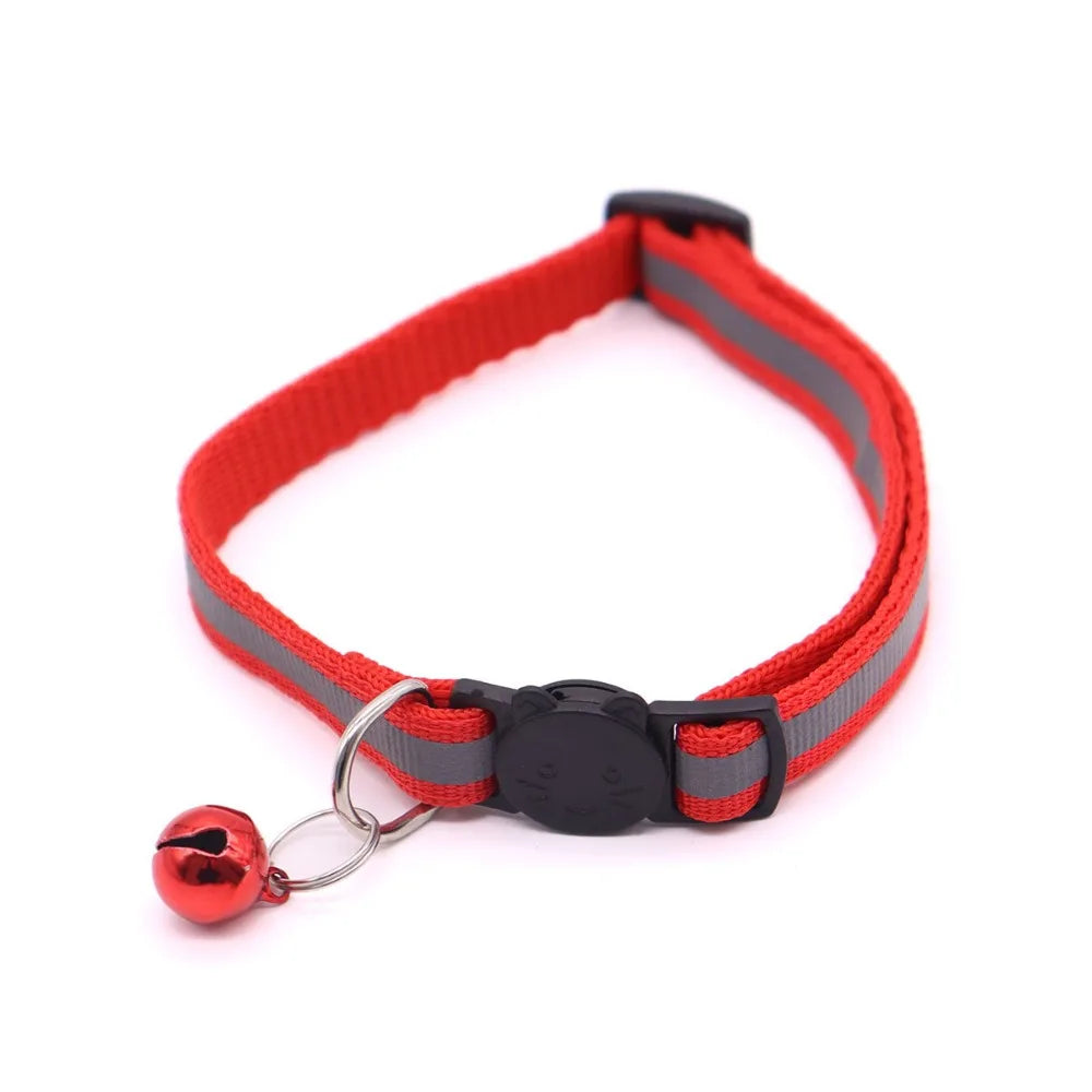 Colors Reflective Breakaway Cat Collar Neck Ring Pet Products Safety Adjustable with Bell Charm Necklace Collar for Puppy