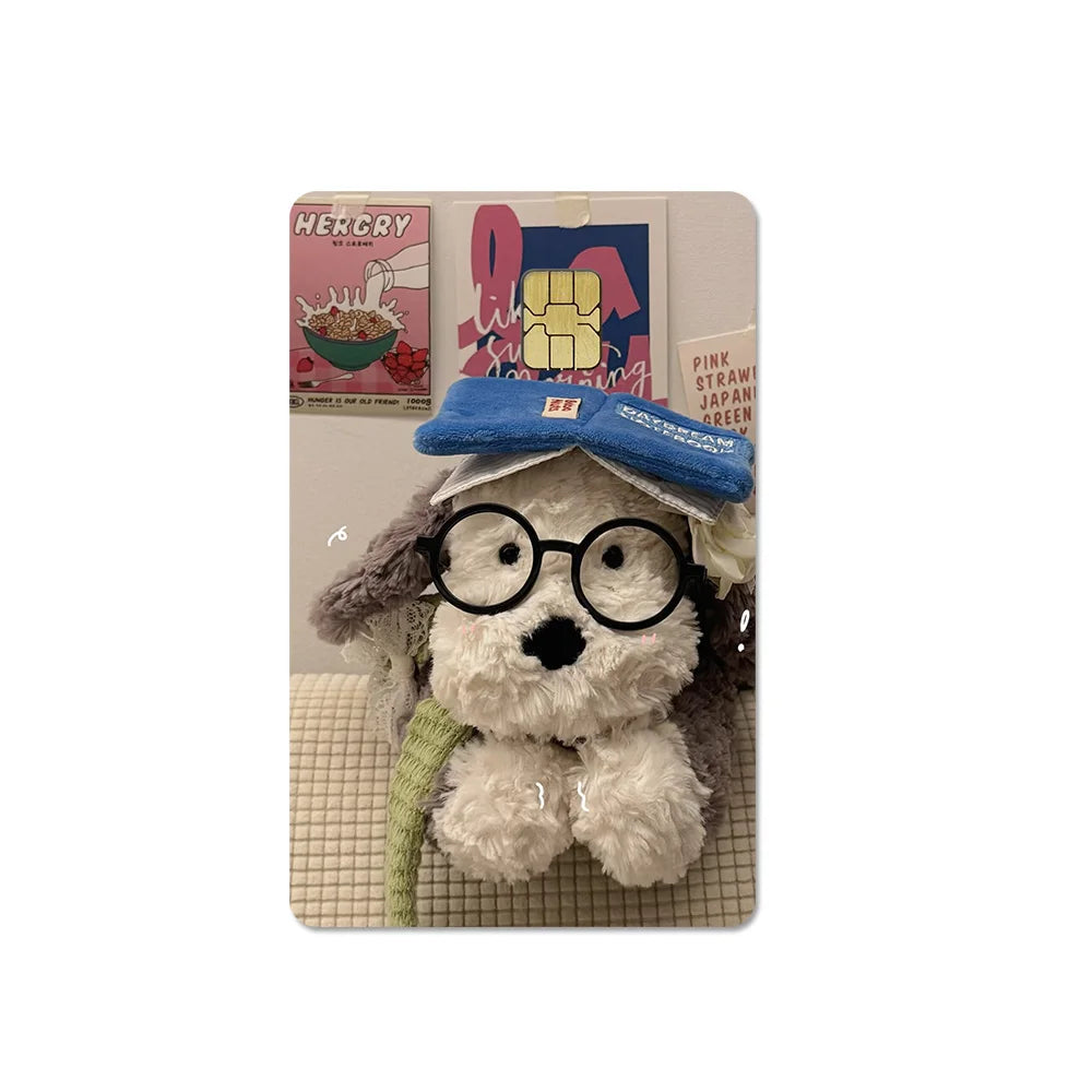 Cute Pet Puppy Kitten Lamb Credit Debit Card Sticker Bread Dog Bus Pass DIY Waterproof Small Chip Film Sticker Decoration Gift