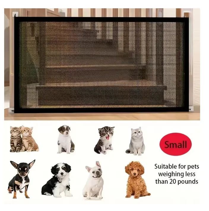 Mesh Pet Gate Dog Safety Fence Portable Retractable Pet Isolation Net For Stairs Doorways Puppy Cat Barrier