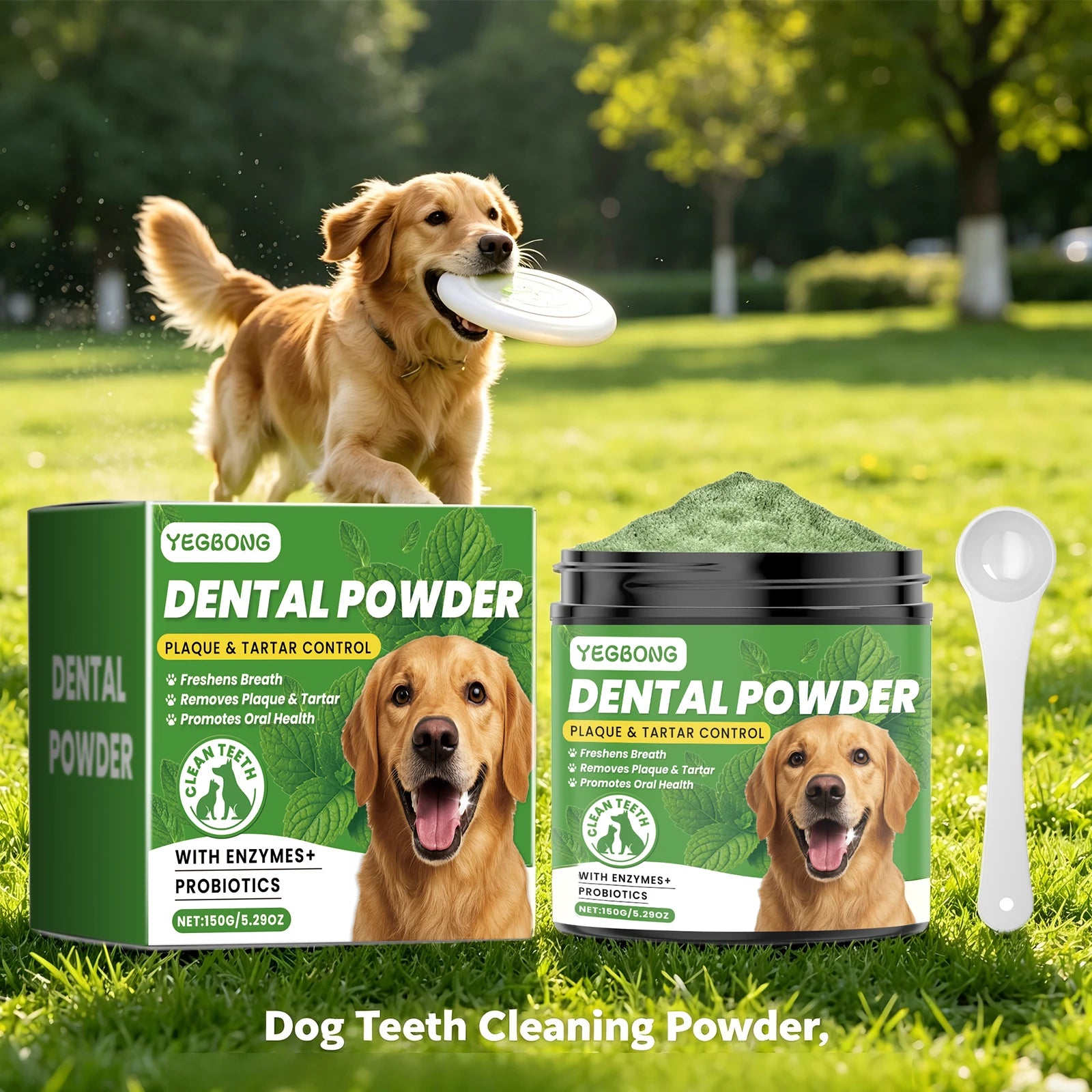 Pet Dental Powder 150g Enzymes & Probiotics Plaque & Tartar Control Breath Freshener for Dogs Oral Care Dog Cleaning Products