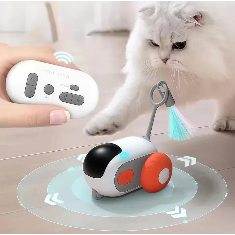 Smart Car Cat Toy Interactive Cat Toy Ball Automatic Rolling Remote Control Toy Car Indoor Cat Accessories Pet Kitten Supplies