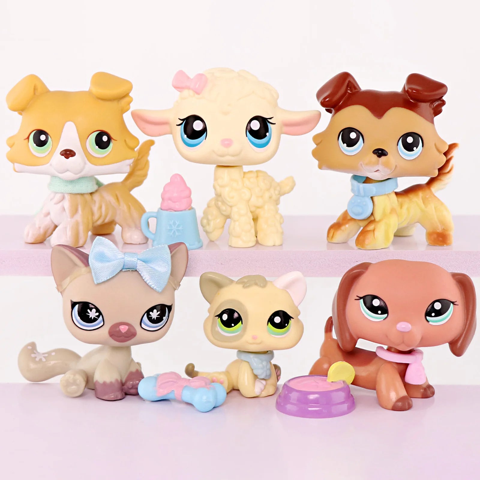 LPS Minilpsshop Rare Pet Shop Bobble Head Toy Cute Great Dane Collie Dachshund Dog Spaniel Puppy Pets for Kids