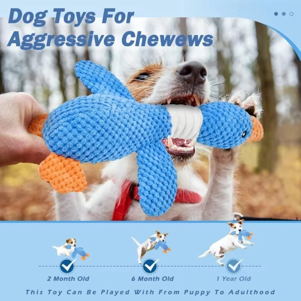 Cat Dog Chew Squeak Toy Plush Doll Companion Duck & Goose for Aggressive Chewers Interactive Pet Products