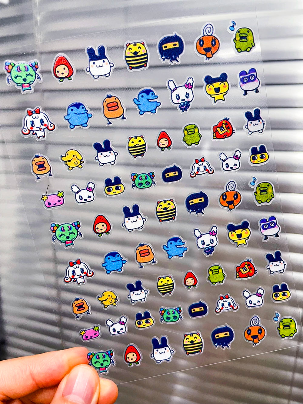 Kawaii Y2K Cute Pet Japanese Anime Self Adhesive Nail Sliders Pixel Style Mini Hand Account Diy Accessory Korean Nail Sticker