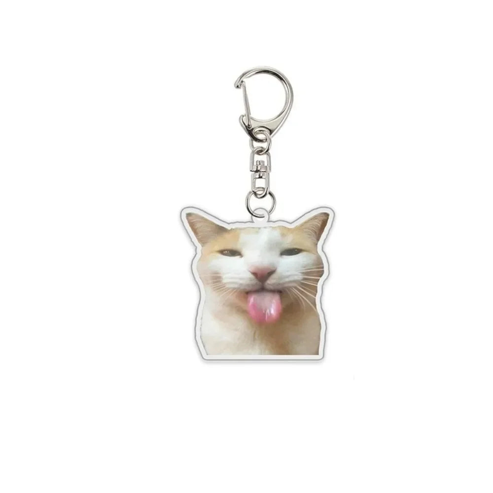 Sand Sculpture Texture Cartoon Cat Keychain Compact Size Lightweight Cat Head Keyring Cat Head Bag Pendant For Bag Accessory