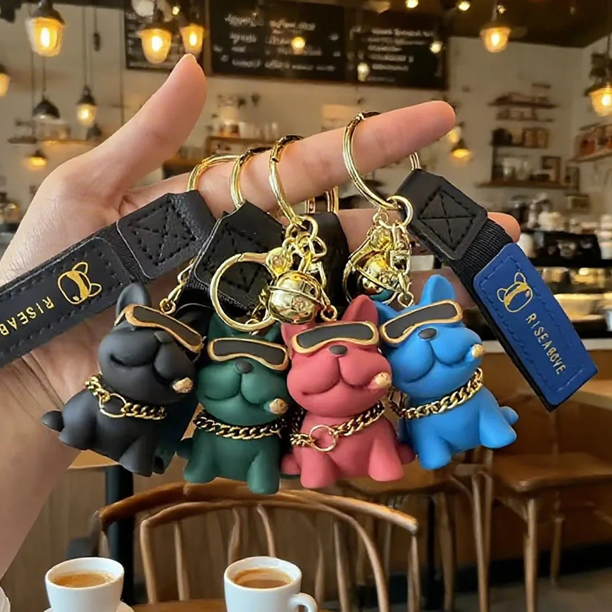 Cool And Trendy Bulldog Keychains Cute Resin Dog Pendants,Car Key Chains Couple Pendants Small Gifts