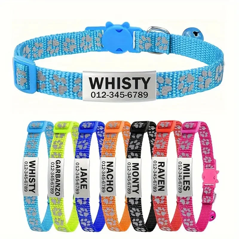 Anti-lost Engraved Cat Collar With Bell Fast Breakaway Customize Name Id Tag Personalized Pet Products Accessory