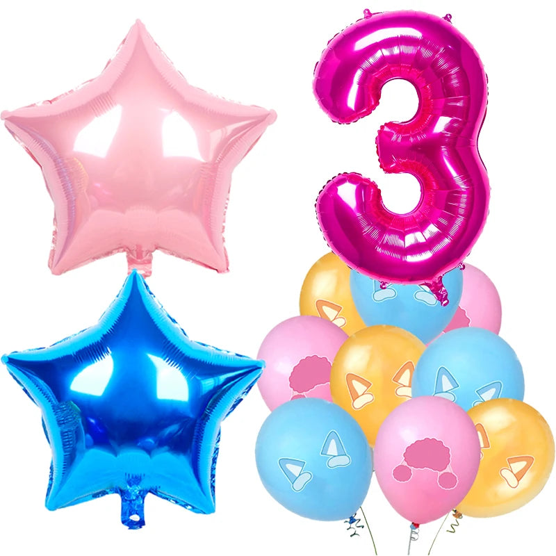 Cartoon Blue Dog Birthday Party Decoration Pink Dog Disposable Tablecloth Cup Bingo plate Baby Shower Kids Favors Party Supplies