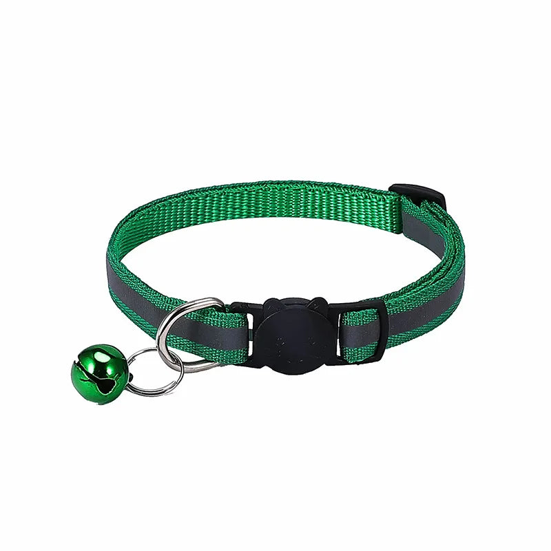 Adjustable Reflective Breakaway Cat Collar with Bell Safety Elastic Neck Ring Necklace Pet Products in Multiple Colors