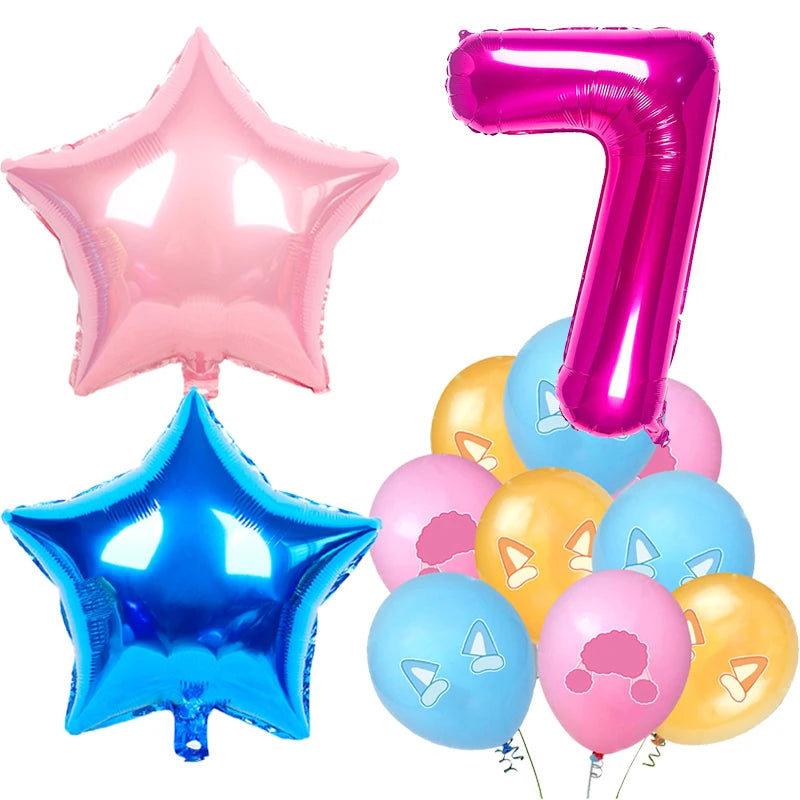 Cartoon Blue Dog Birthday Party Decoration Pink Dog Disposable Tablecloth Cup Bingo plate Baby Shower Kids Favors Party Supplies