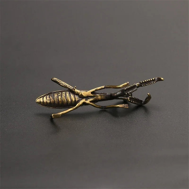 Copper Praying Mantis Miniature Ornaments Retro Flower Pot Decoration Decoration Craft Accessories Tea Pet Antique