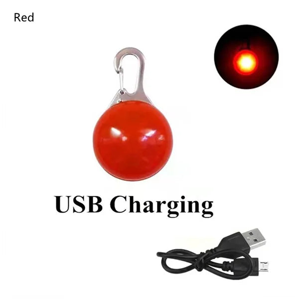 Rechargeable USB LED Dog Collar Pendant Pet Luminous Flash Light for Puppy Leash Accessory Decoration Dog Necklace