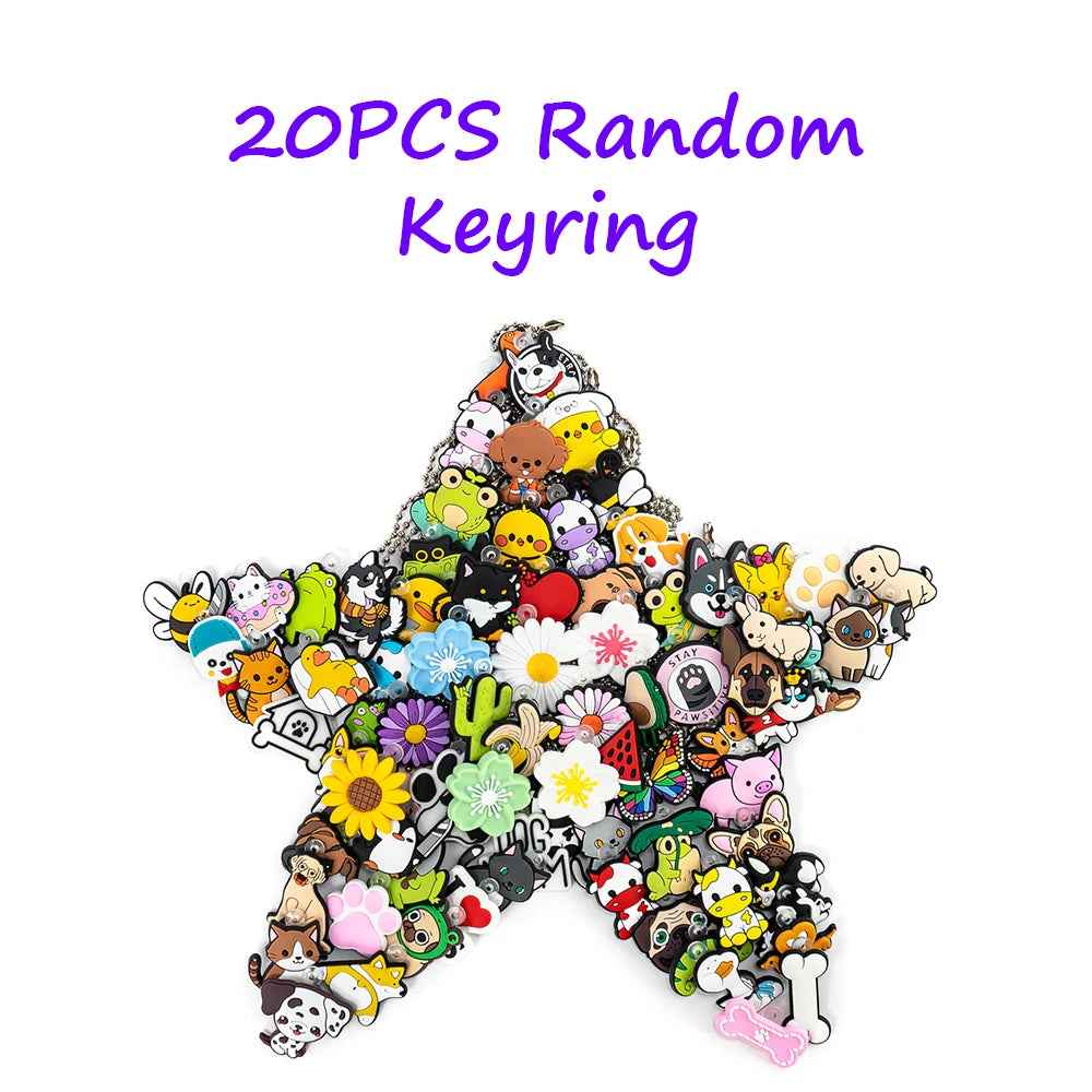 10/20/50/100 PCS Random Keychain Cute Animal Dogs Cats Cartoon Anime Character Keyring fit Car Key Accessories Friends Key Gift