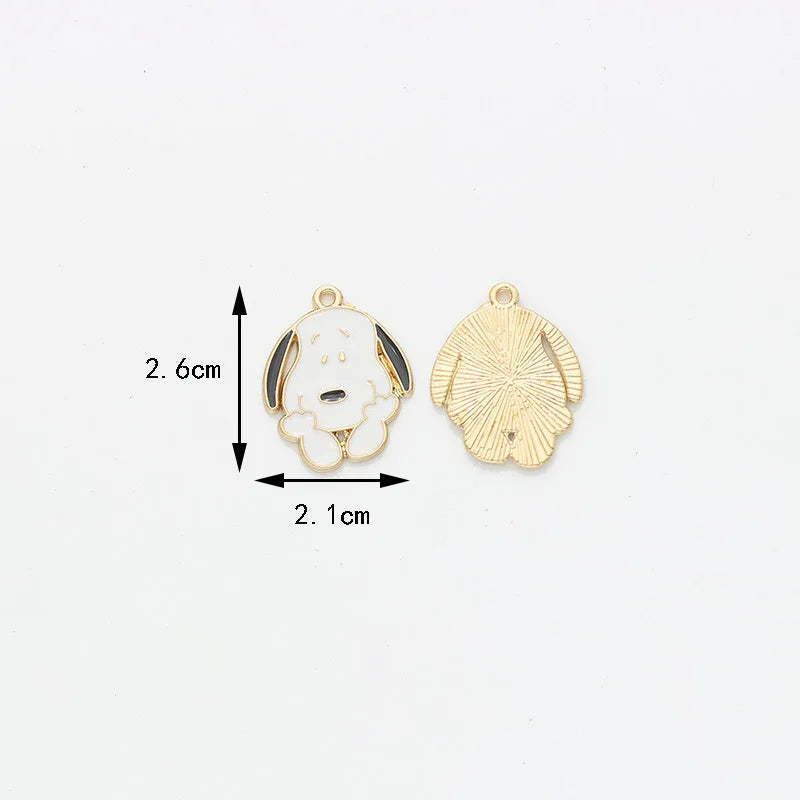 10pcs Cartoon Snoopy Decorations Cute Dog Alloy Pendant Animal Series Children's DIY Creative Fashion Jewelry Accessories Gift