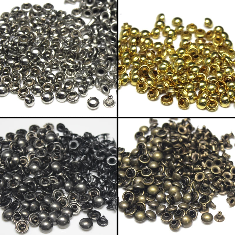 100sets Metal Dome Cap Rivets Mushroom Studs Round Rivet for Bag Clothing Garment Shoes Pet Collar Parts DIY Accessories
