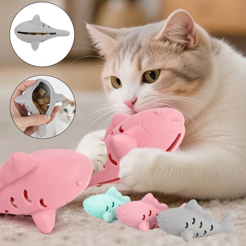 Interactive Fish Cat Toy Indoor Bite Resistant Kitten Toy Silicone Chew Cats Food Dispenser Feeder Pet Supplies