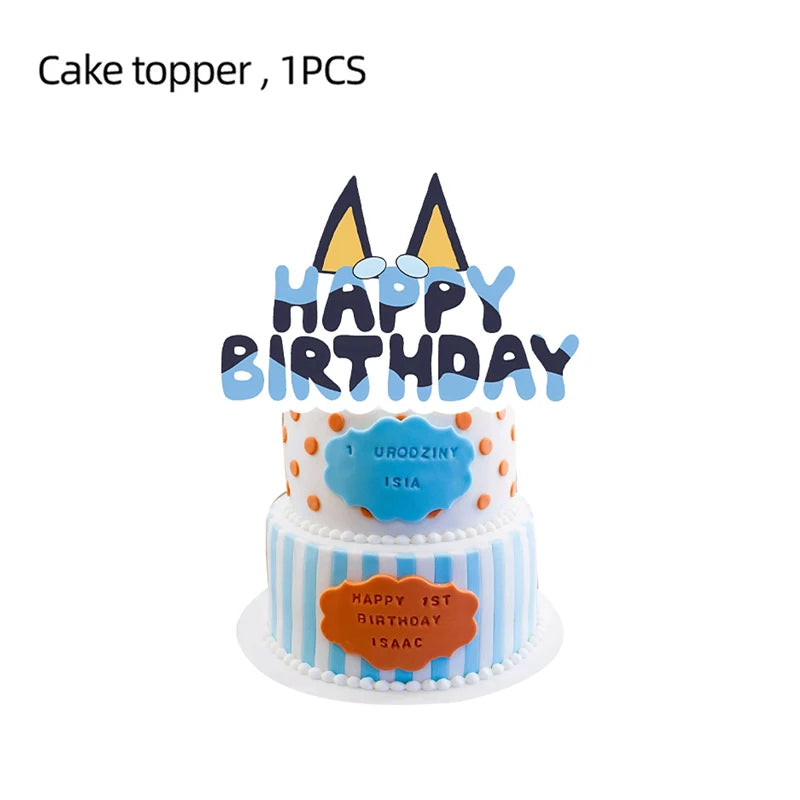 New Cartoon Cute Dog Birthday Party Decoration Kit Blue Dogs Theme Happy Birthday Plates Napkins Cups Tableware Supplies For Kid