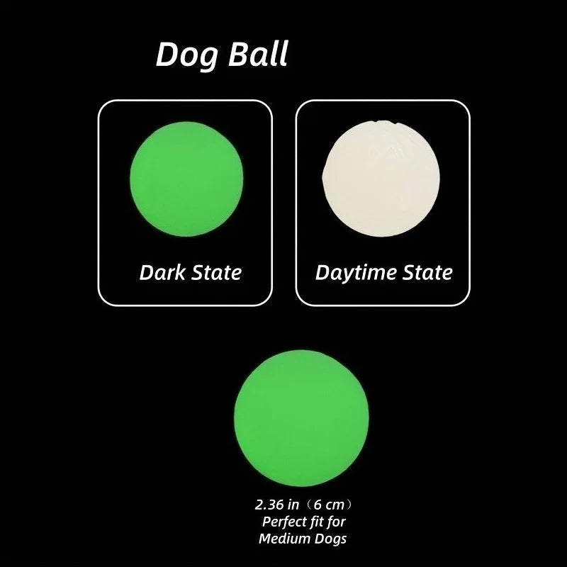Glow-in-the-Dark Rubber Dog Ball - Durable, Bite-Resistant Chew Toy for All Breeds Interactive Play & Dental Health, Medium Size