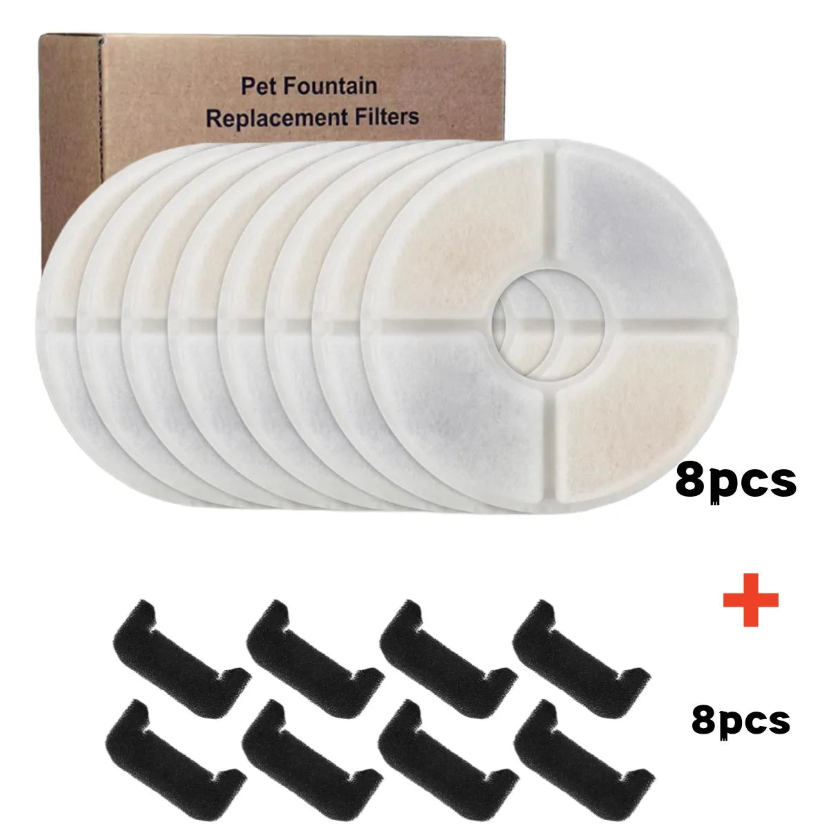 Replacement Activated Carbon Filter Set 4/8/12pcs for Cat Water Drinking Fountain Replaced Filters Flower Pet Dog Round Fountain