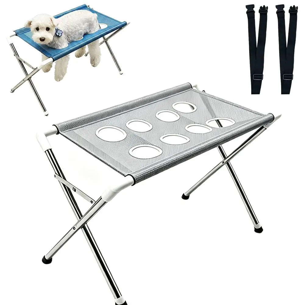 Pet Grooming Hammock Stand Foldable Dog Cat Nail Clipping Harness Stainless Steel Portable Breathable Mesh Grooming Care Tool