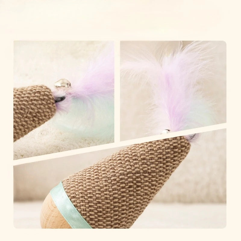 Cat Tumbler Wobbler Toy Bite-resistant Feather Agave Chew Toy Teeth Cleaning Interactive Pet Cat Supplies