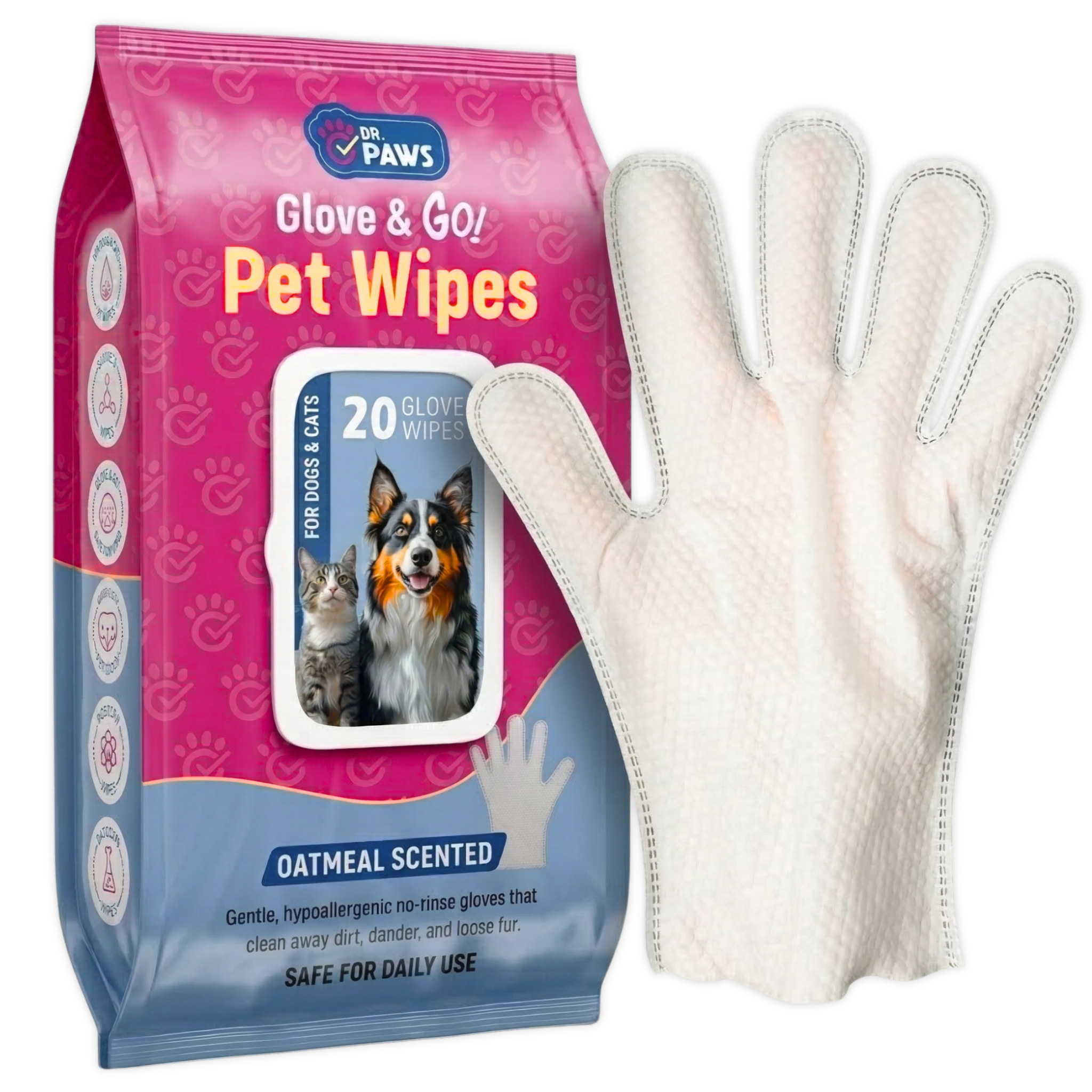 Glove & Go! Glove Grooming Wipes for Dogs & Cats
