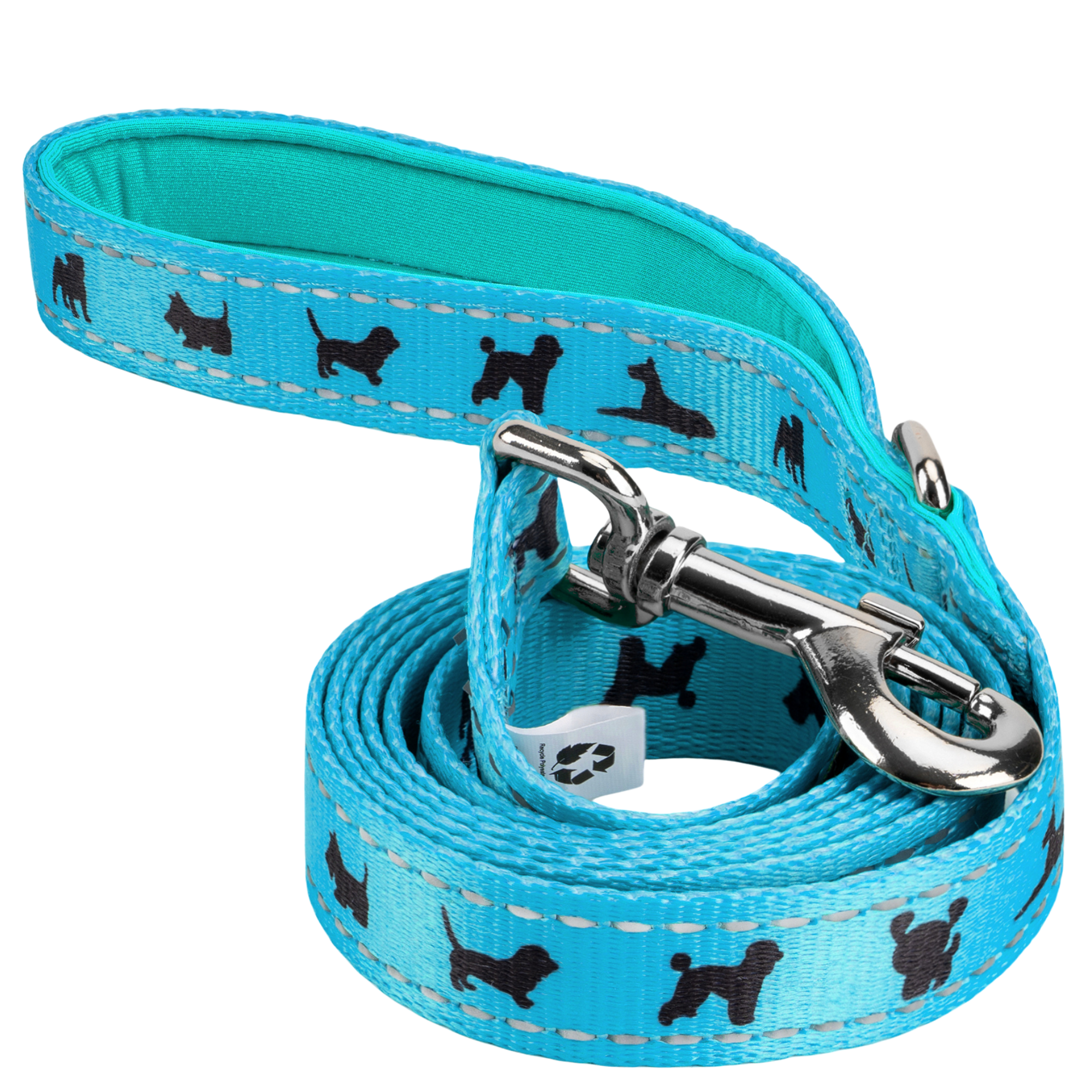EcoBark Sky Blue Dog Leash- Padded Comfort Grip Padded Leash Dog Pattern - 4 Foot, 5 Foot, 6 Foot Leash for Small and Medium Dogs