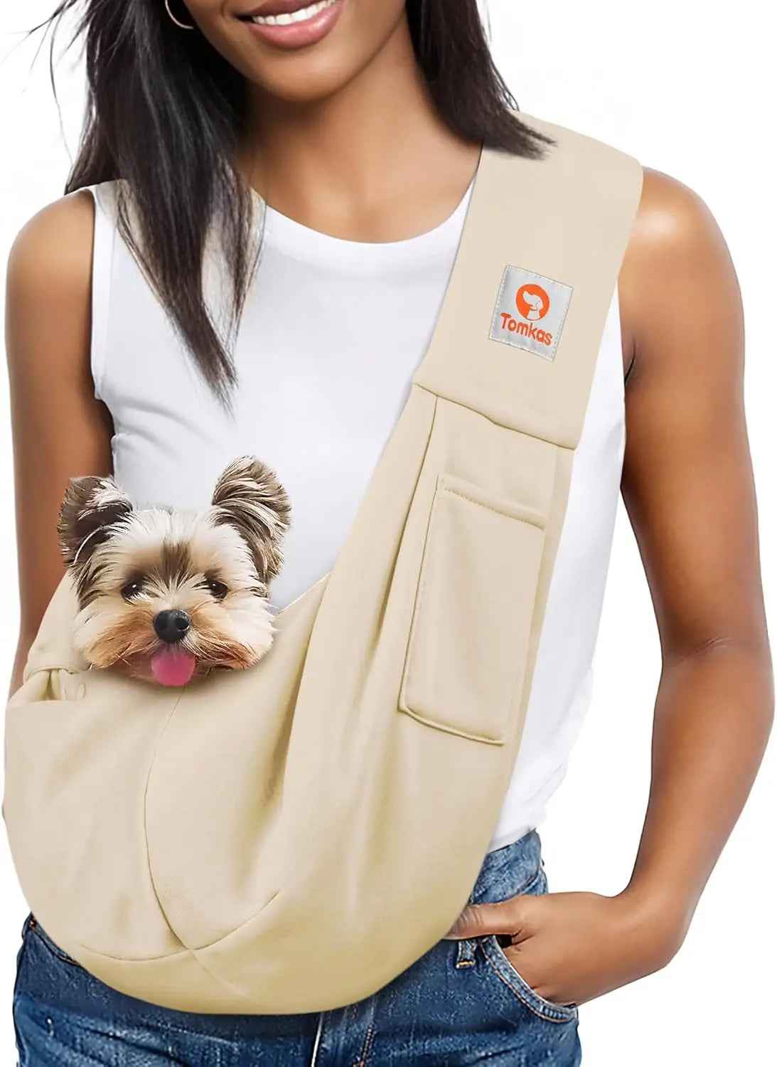 Small Dog Sling Carrier – Hands-Free Pet Pouch for Dogs & Cats, 3–10 lbs