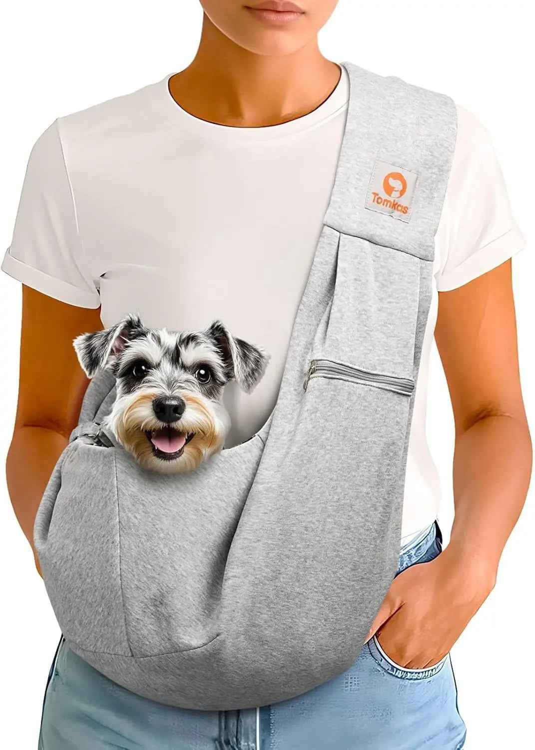 Small Dog Sling Carrier – Hands-Free Pet Pouch for Dogs & Cats, 3–10 lbs