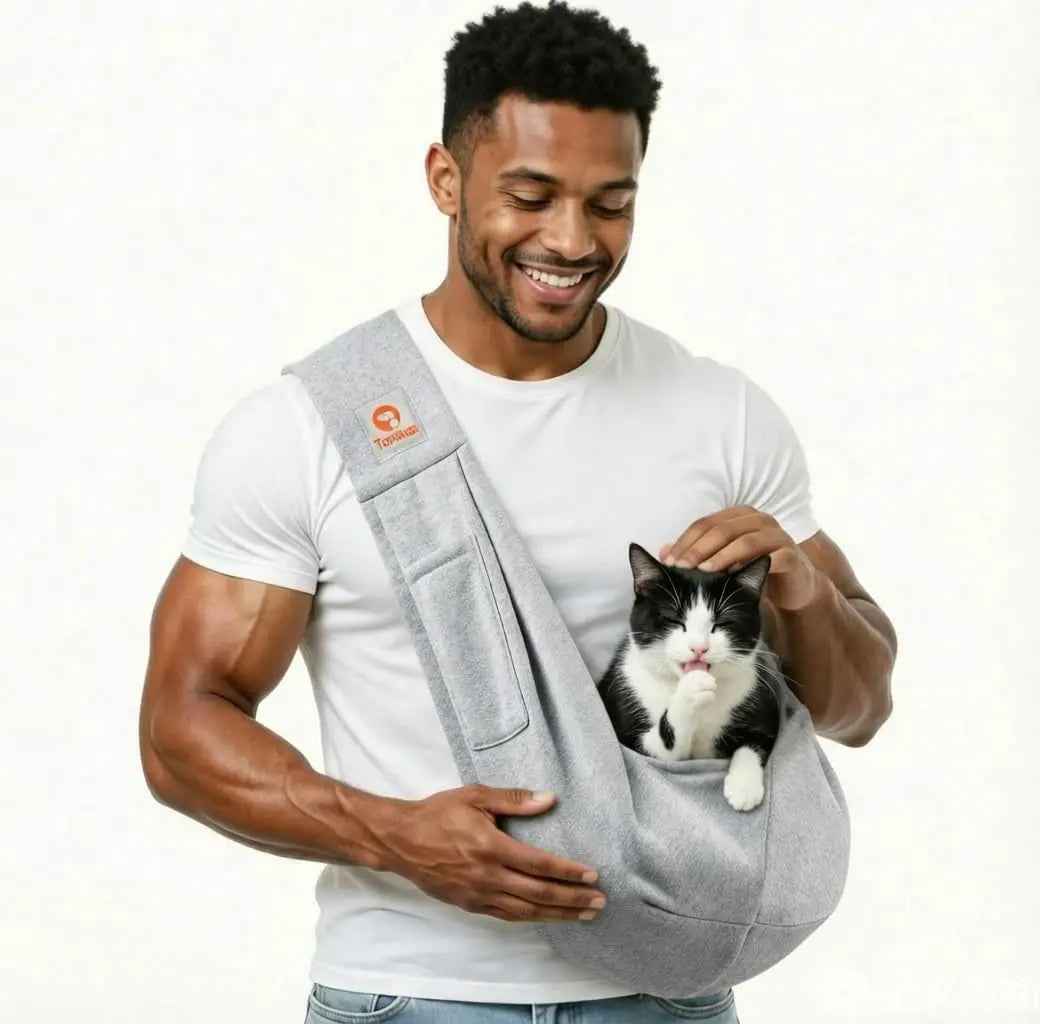 Small Dog Sling Carrier – Hands-Free Pet Pouch for Dogs & Cats, 3–10 lbs