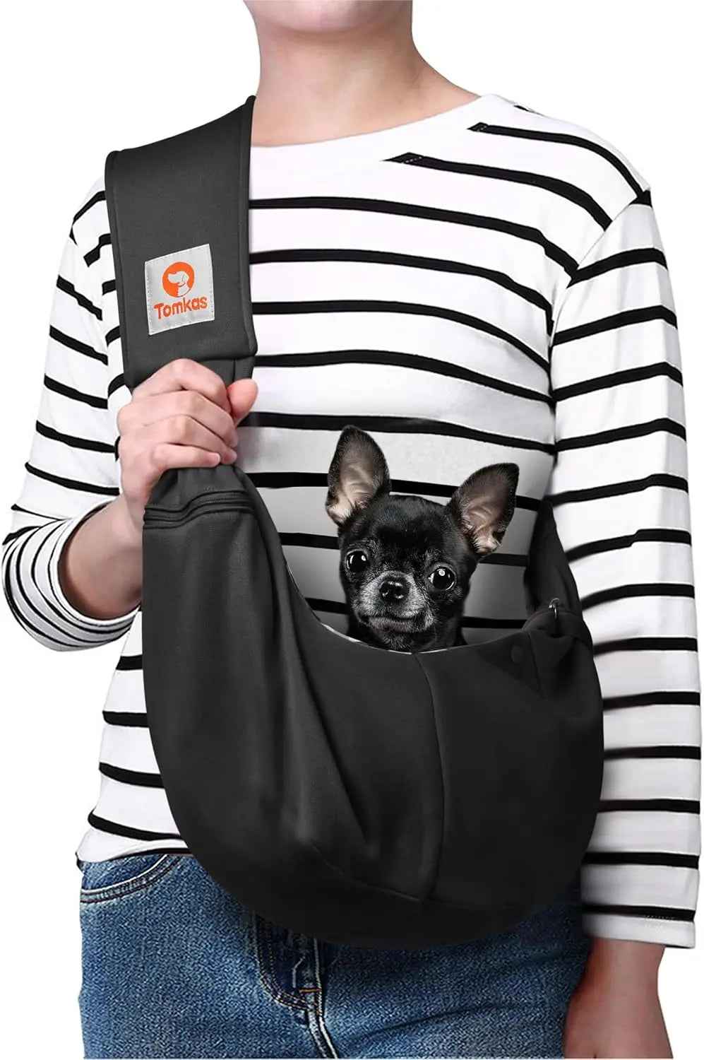 Small Dog Sling Carrier – Hands-Free Pet Pouch for Dogs & Cats, 3–10 lbs