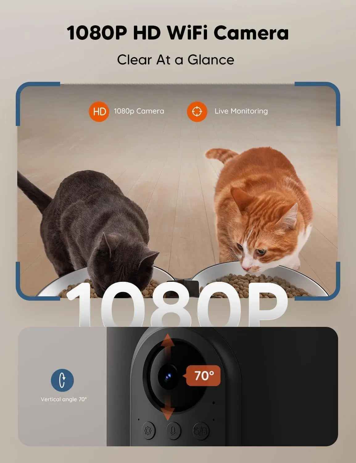 Smart Automatic Pet Feeder with Camera, WiFi 6L Dual Feeding & Two-Way Audio