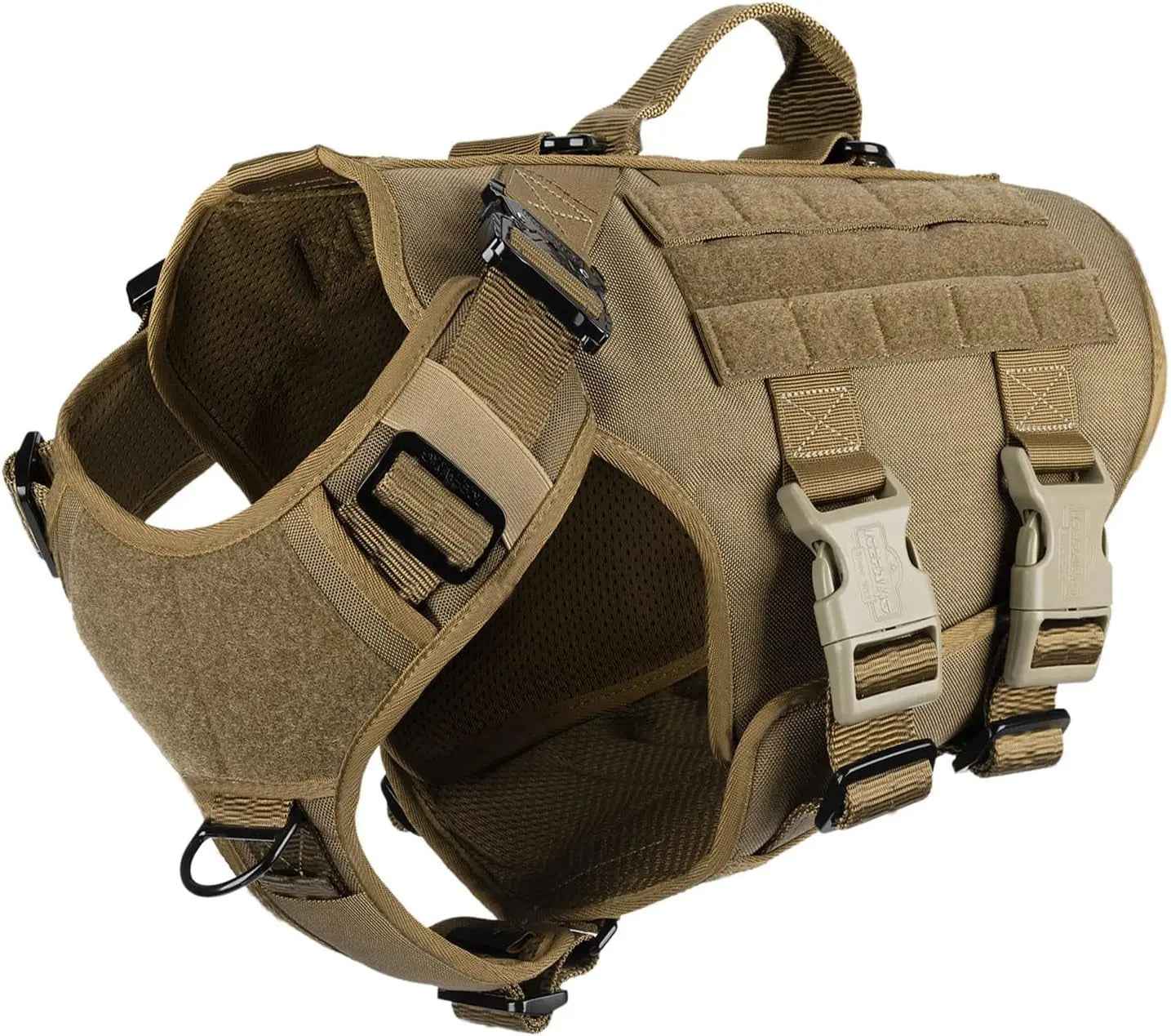 Tactical Dog Harness with 6-Buckle Fit & 3/4 Coverage – No-Pull MOLLE Vest