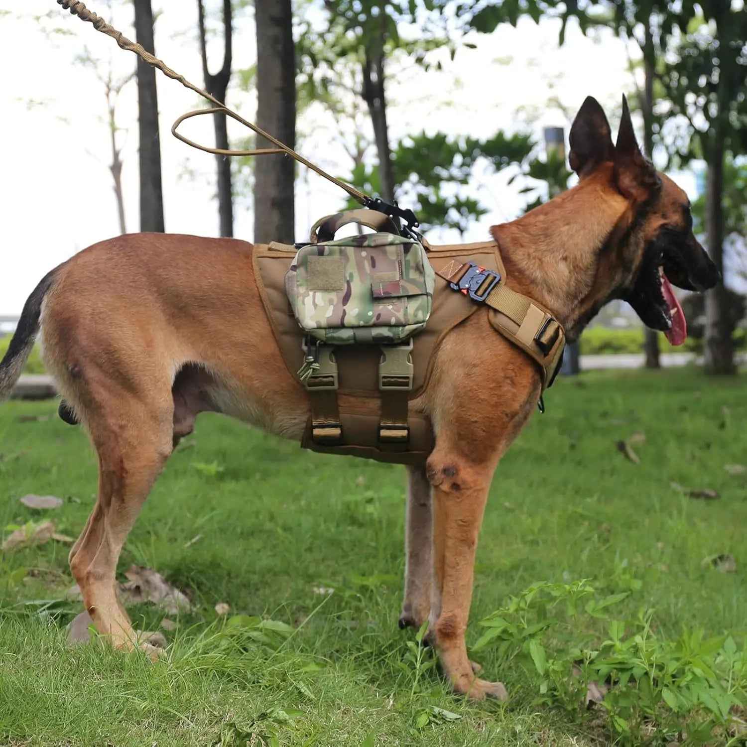 Tactical Dog Harness with 6-Buckle Fit & 3/4 Coverage – No-Pull MOLLE Vest