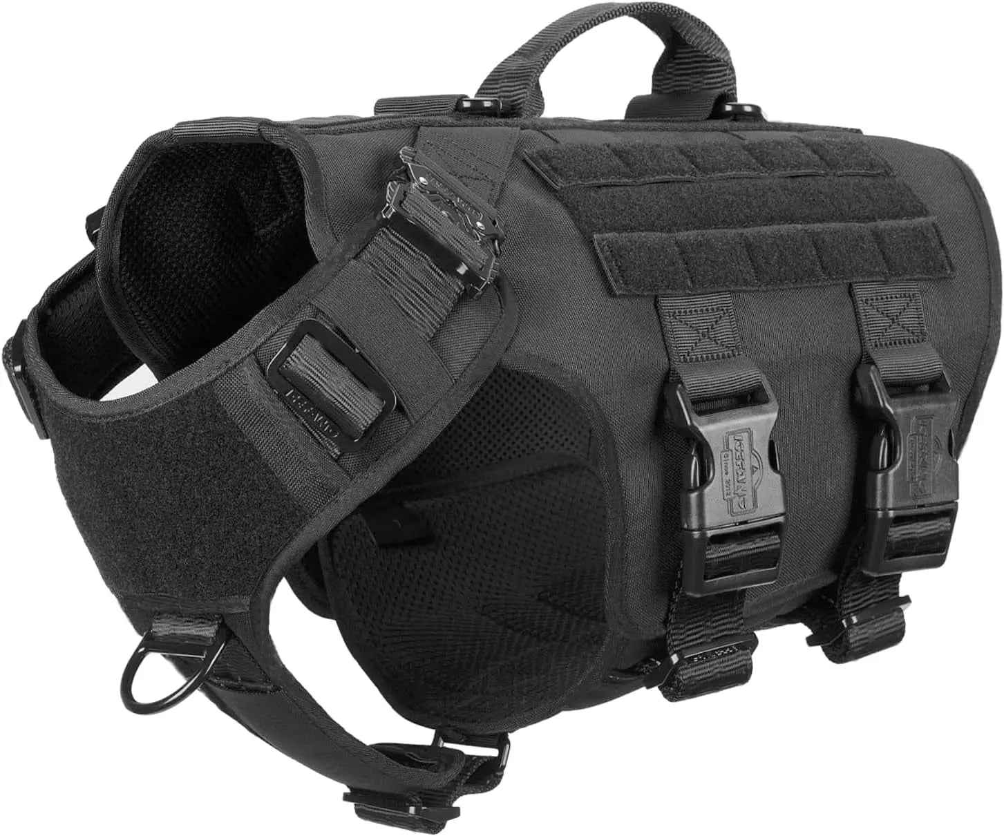 Tactical Dog Harness with 6-Buckle Fit & 3/4 Coverage – No-Pull MOLLE Vest