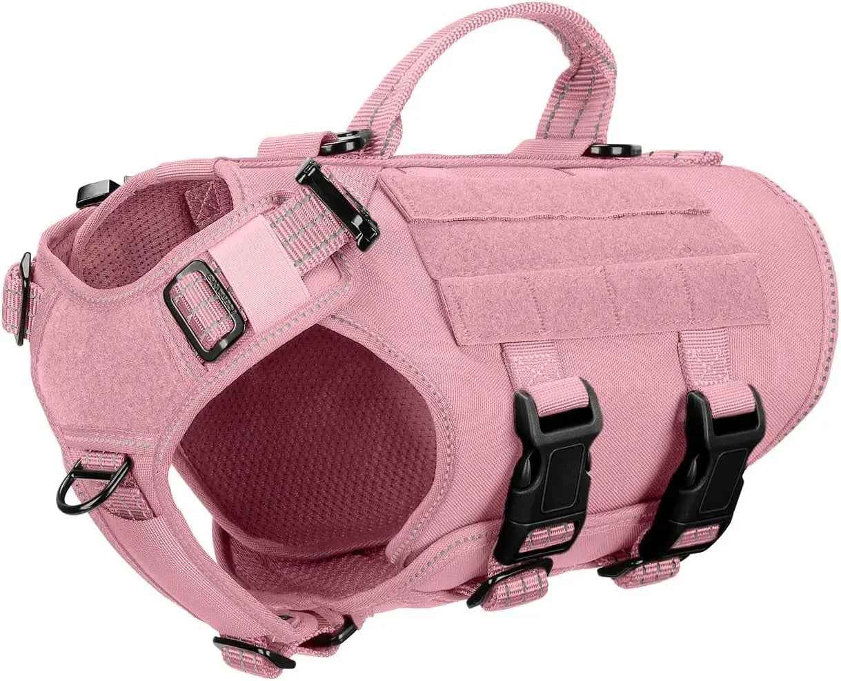 Tactical Dog Harness with 6-Buckle Fit & 3/4 Coverage – No-Pull MOLLE Vest