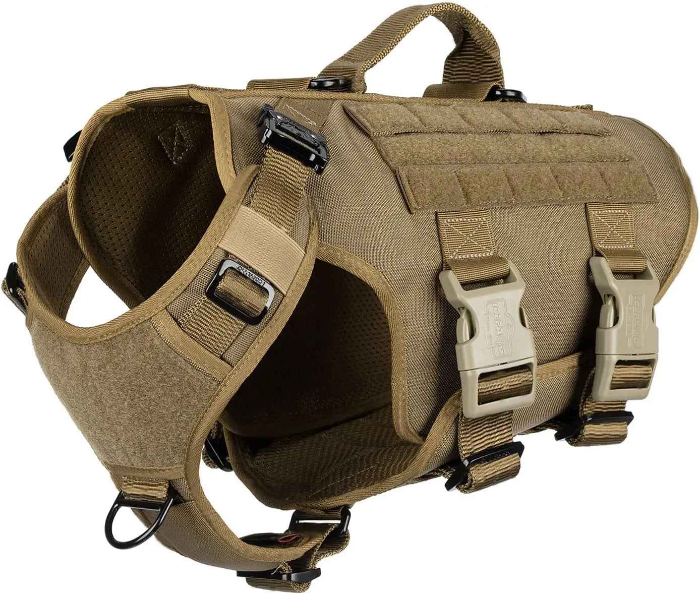 Tactical Dog Harness with 6-Buckle Fit & 3/4 Coverage – No-Pull MOLLE Vest