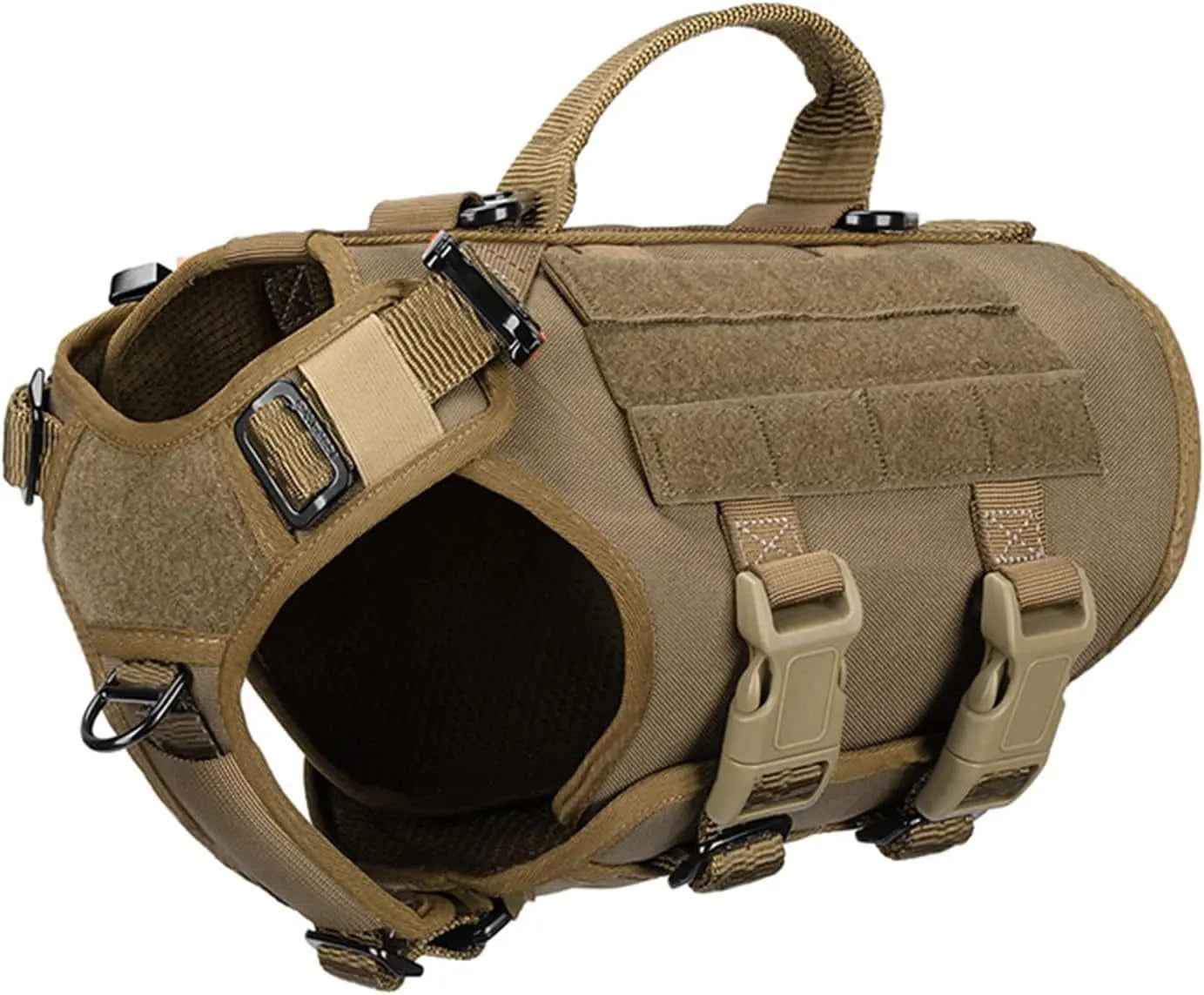 Tactical Dog Harness with 6-Buckle Fit & 3/4 Coverage – No-Pull MOLLE Vest